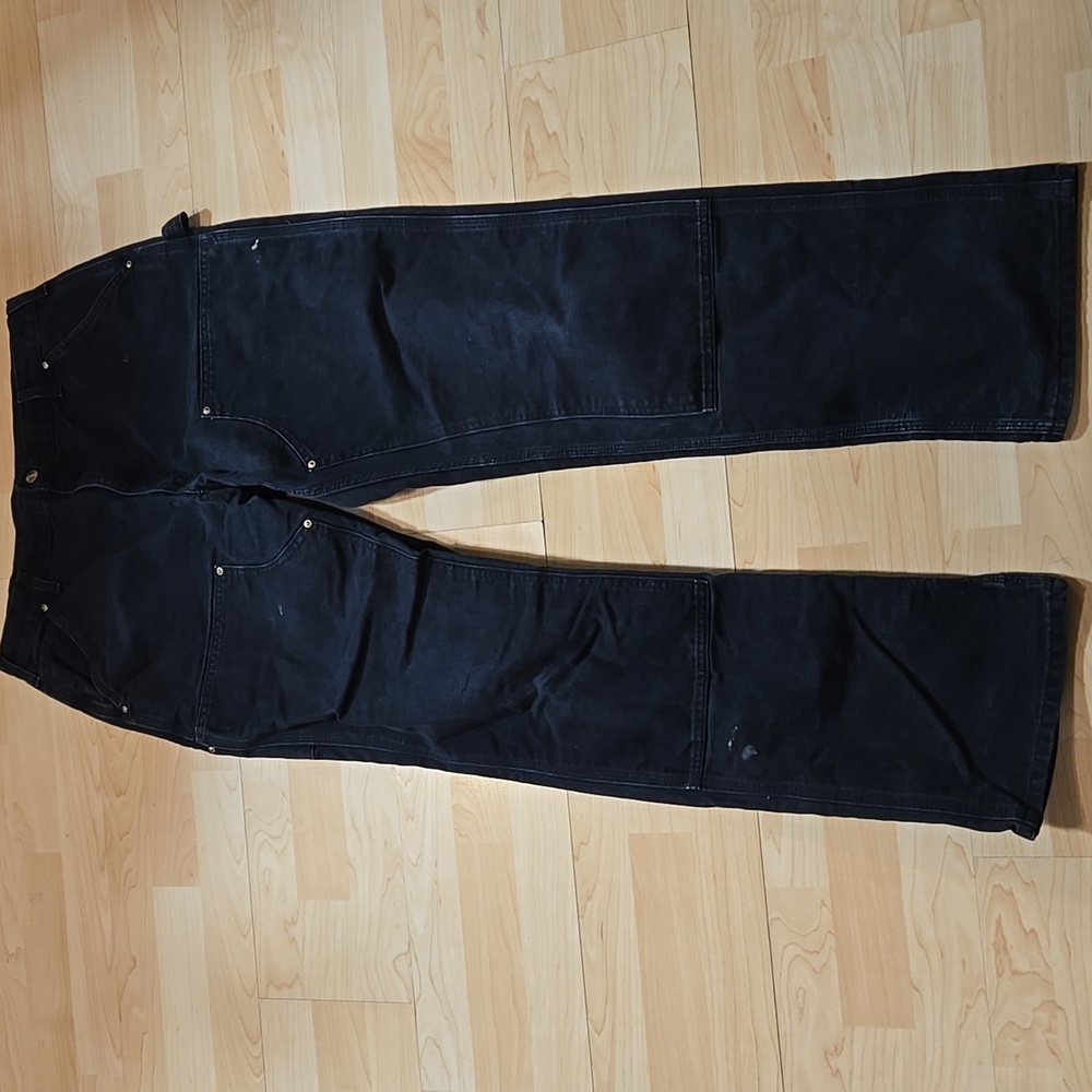 Vtg Carhartt Helmets to Hardhats Double Knee Black Work Pants B01-BLK 36x36 - Picture 6 of 16
